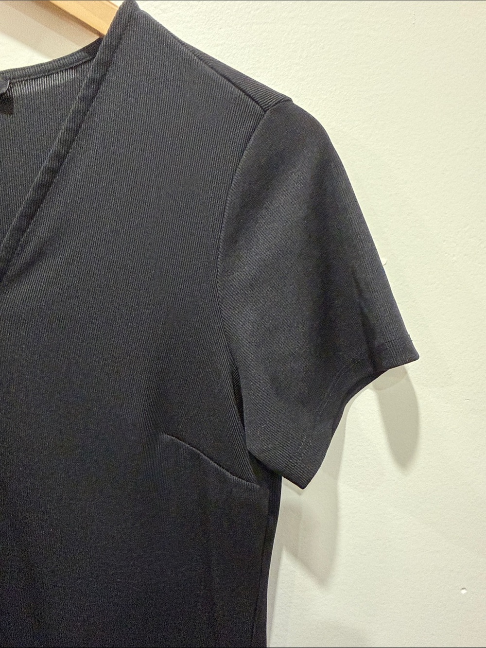 Dynamite Ribbed Black V-Neck Mini Dress - Picture 5 of 10